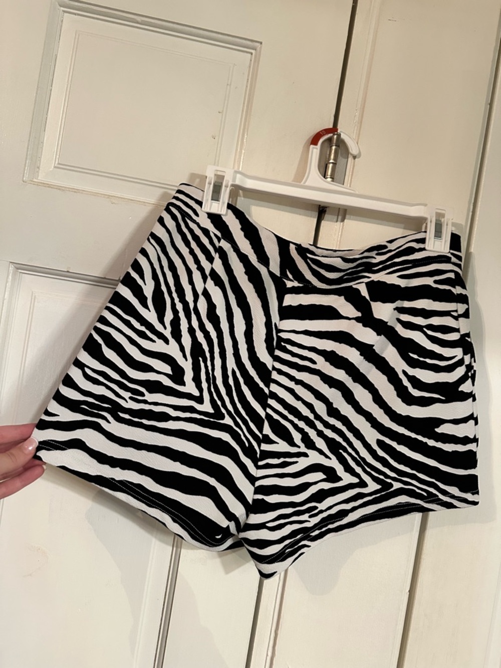 Zebra Print High-Waist Women Shorts - Black & White Stretchy Material from SHEIN - Picture 3 of 4